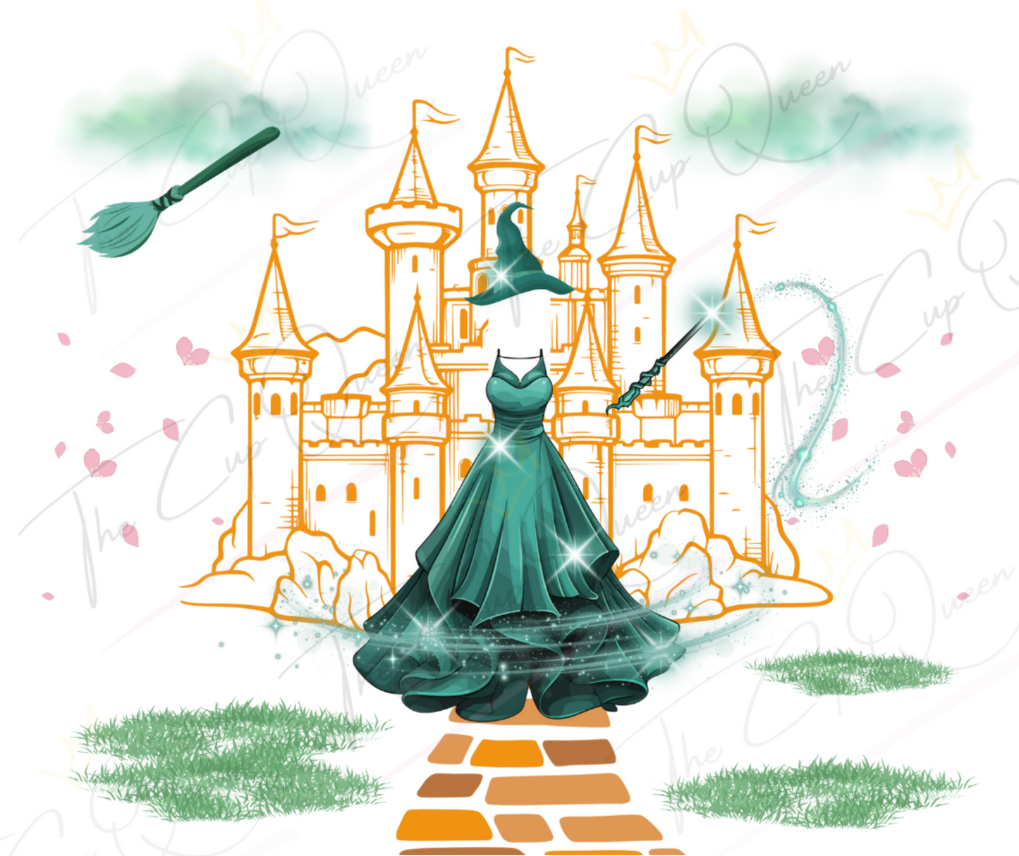 DIGITAL 20oz Green Evil Witch Tumbler PNG Download