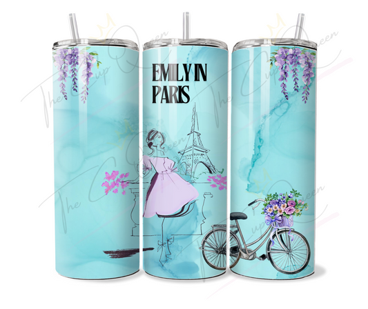 DIGITAL 20oz Emily in Paris Inspired Blue Tumbler PNG Download