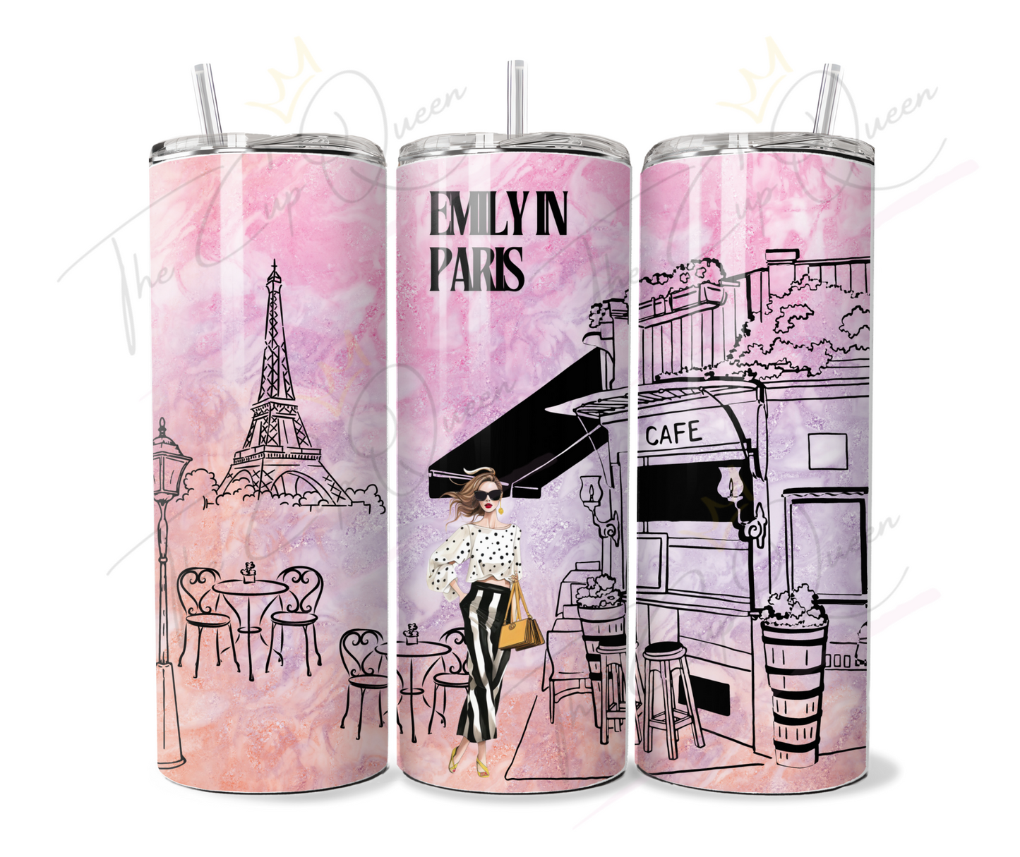 DIGITAL 20oz Emily in Paris Inspired Pink Tumbler PNG Download